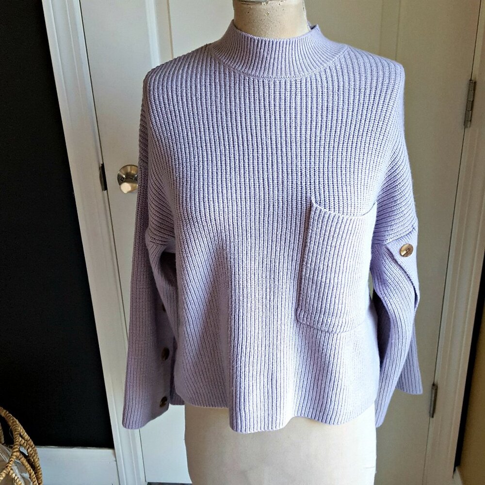 NWT! FOR THE REPUBLIC Lavender SWEATER BUTTONS SZ M